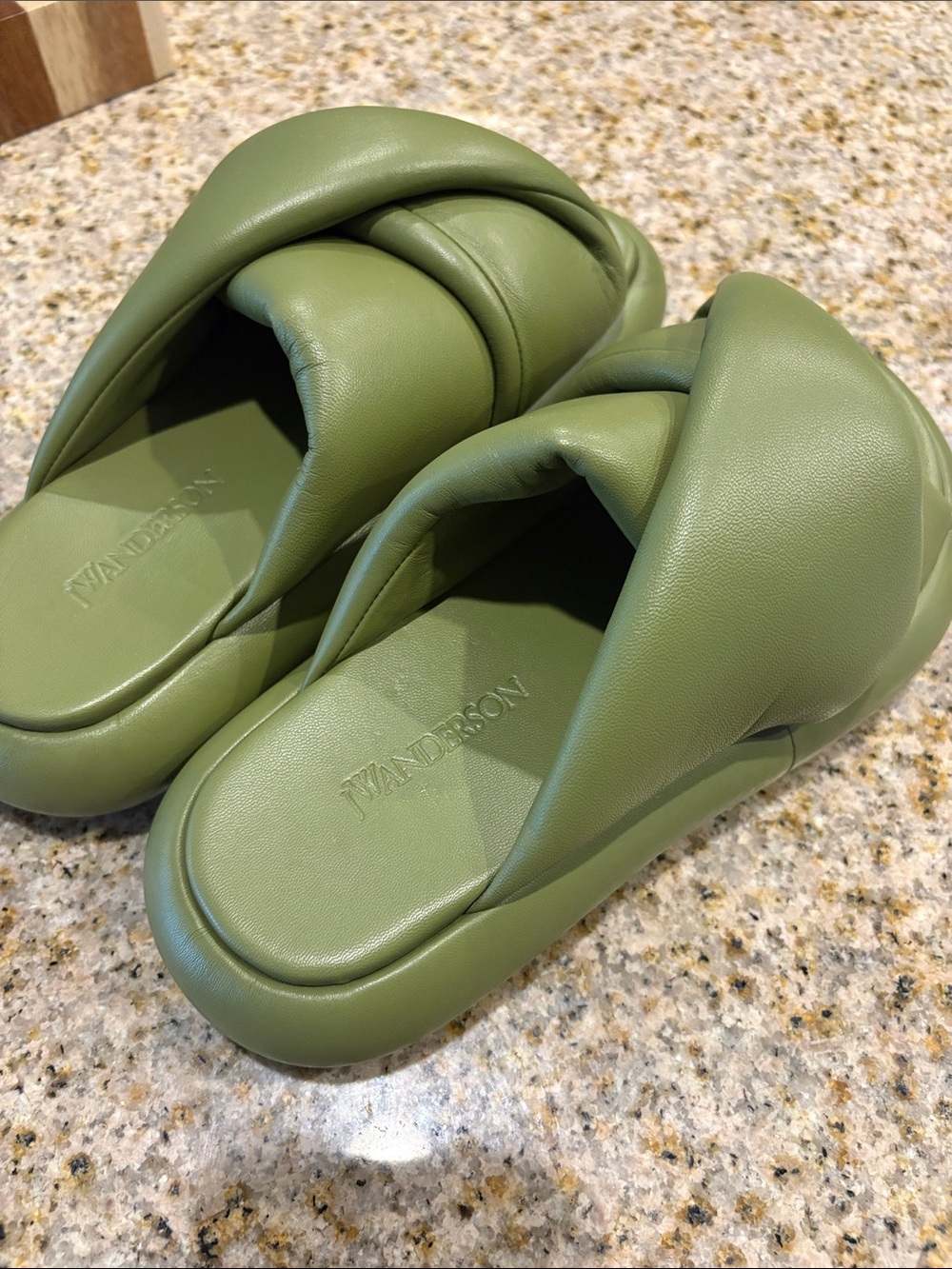 J.W. Anderson Sage Green Padded Knot Slide Sandals